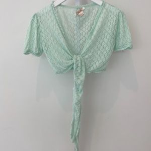 ZOE D. SEAFOAM GREEN CROPPED SHRUG SMALL NWOTS!